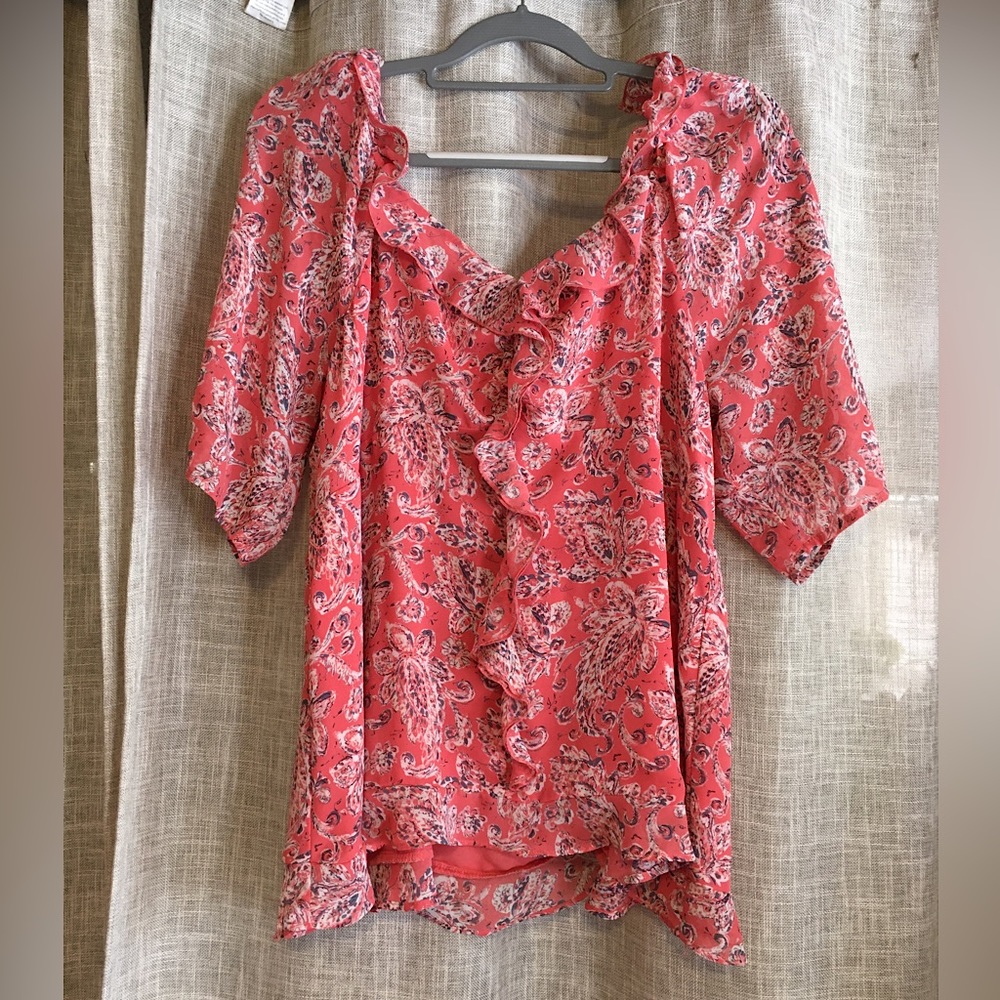 CATO - Coral Paisley Print Blouse